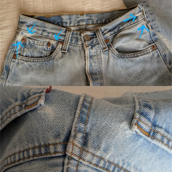 Levi's 501 Vintage Straight Leg Jeans 90s Light Blue Wash - Picture 12 of 16